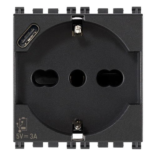 Serie VIMAR - Arké - Adattatore 250v 10/16A 2P+T, bipasso, schuko, USB BRI1461513