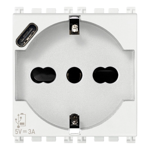 Serie VIMAR - Arké - Adattatore 250v 10/16A 2P+T, bipasso, schuko, USB BRI1461514