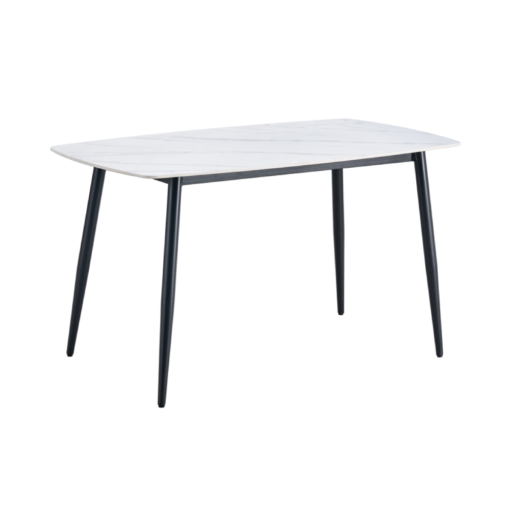 No Brand Tavolo TAVOLO RETT PIANO CERAMICA EFFETTO MARMO GAMBE METALLO NERE
