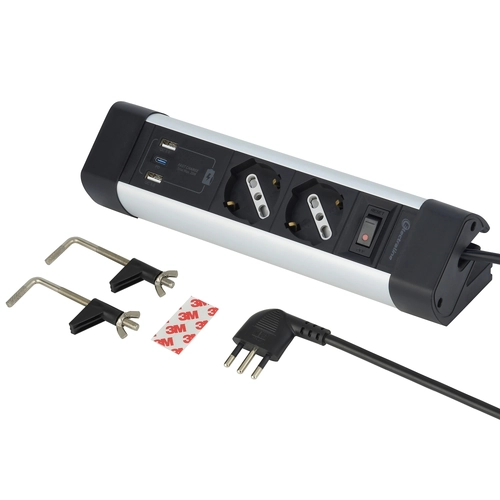 Serie ALU-LINE - Multipresa da tavolo universale BRI1523451