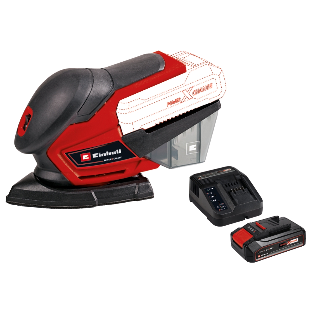 Image of Einhell Levigatrice orbitale TE-OS 18/150 Li + Starter Kit 18V 2.5Ah a batteria - 18 V014