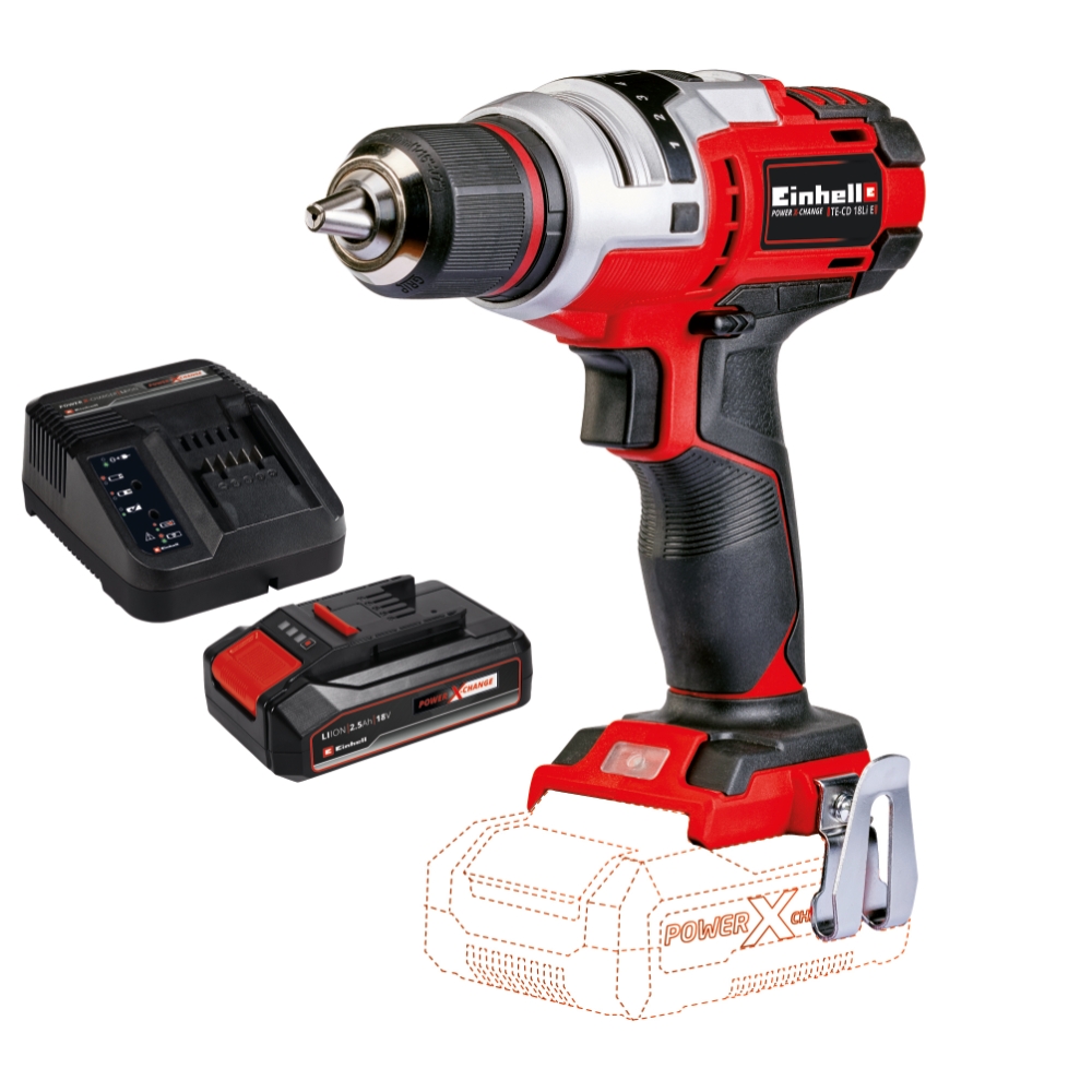 Image of Einhell Trapano avvitatore a batteria TE-CD 18 Li E + Starter Kit 18V 2.5Ah014