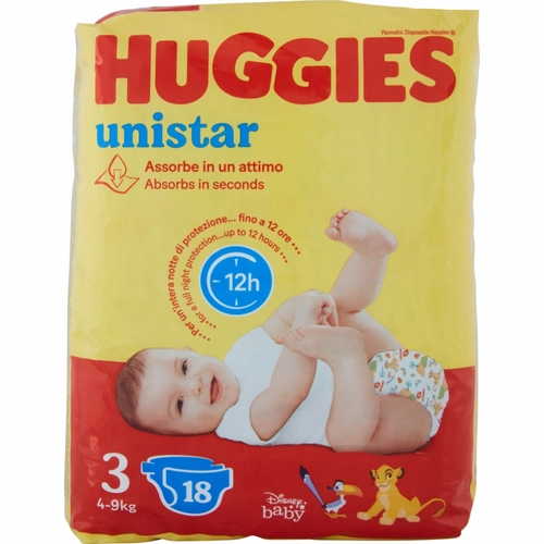 Huggies unistar Pannolini 3 4-9 Kg 18 pz BRI1527428