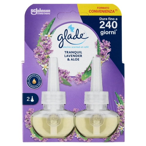 Glade® Liquido Elettrico Doppia Ricarica, Profumatore per ambienti, Fragranza Lavanda & Aloe 2x20ml BRI1532555
