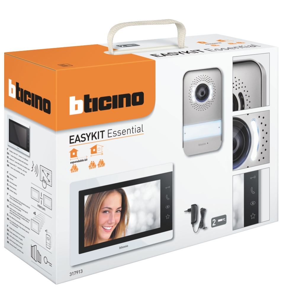 BTicino Videocitofono ESSENTIAL, mono e bifamigliare, alimentatore plug in