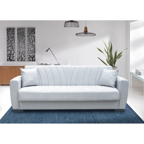 Divano letto Divano letto grigio perla in poliestere con contenitore e 2 cuscini - 3 posti in tessuto BRI1541757