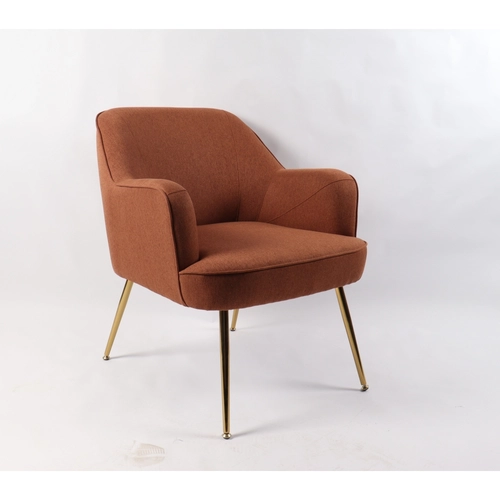 Poltrona POLTRONA IN TESSUTO COLORE MATTONE CON GAMBE IN METALLO DORATE BRI1544460