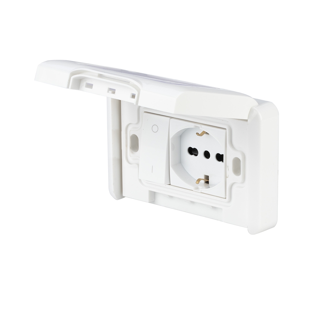 Poly Pool  Serie ICONY - Presa con placca 10/16A 2P+T, schuko, precablato, unipolare, 16A, da parete, con placca in tecnopolimero autoportante