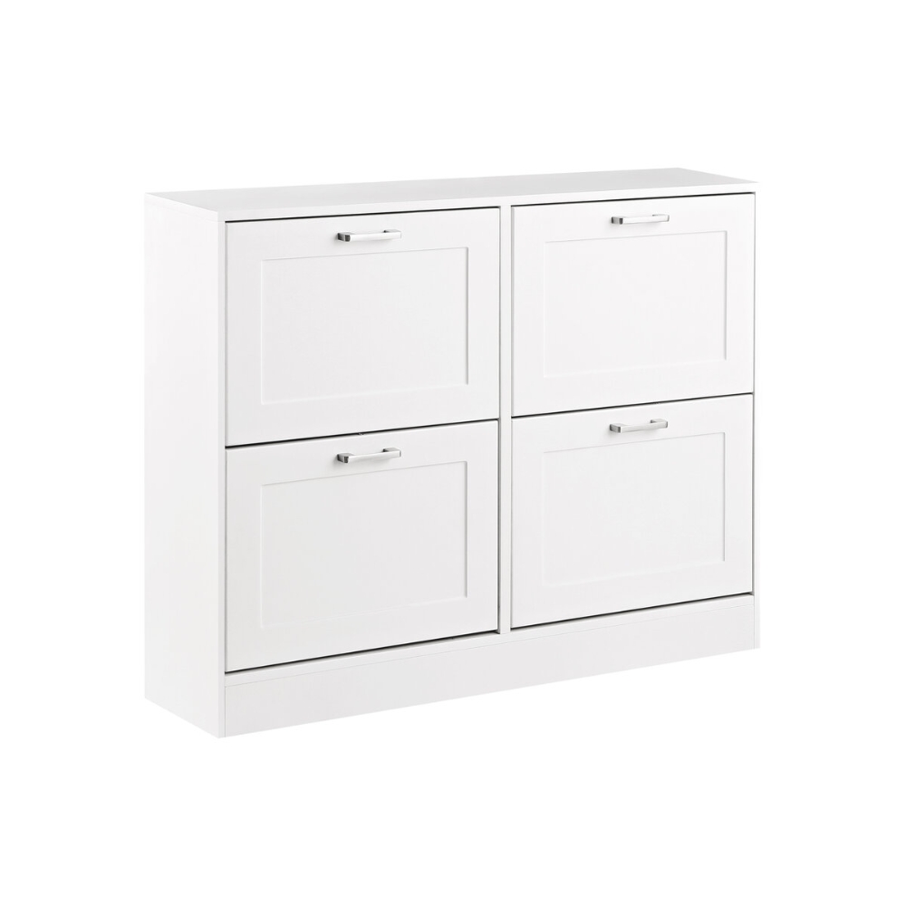 No Brand Scarpiera Ginevra , 4 ante orizzontali, bianca a battente