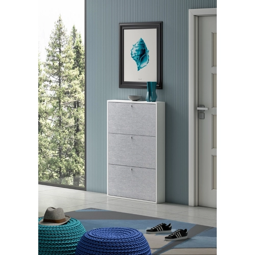 Scarpiera Slim 3 ante  12 PAIA L73xP15xH110  bianco7 acciaio BRI1558097