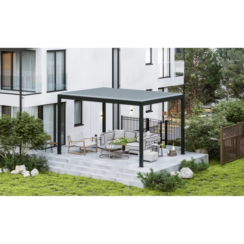 Pergola bioclimatica QUADRIFOGLIO 4X3X2.5 ANTRACITE / GRIGIO CHIARO BRI1558104
