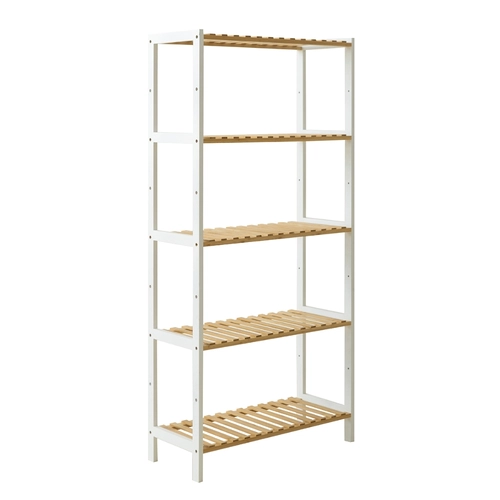 Scaffale in kit SCAFFALE BAMBOO 5 RIPIANI NATURAL+BIANCO 60X26X130CM BRI1570459