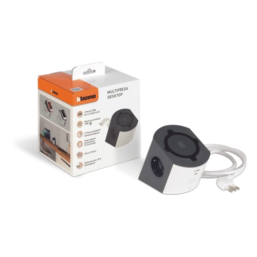 Multipresa Multipresa scrivania con ricarica wireless bianco schuko, USB BRI1571055