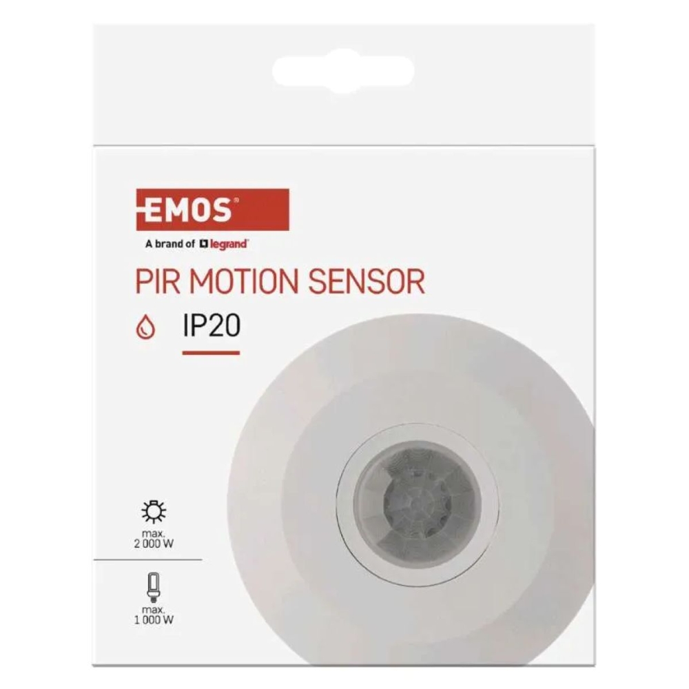 EMOS Rilevatore di tensione Sensore di movimento PIR IP20 2000W bianco bianco