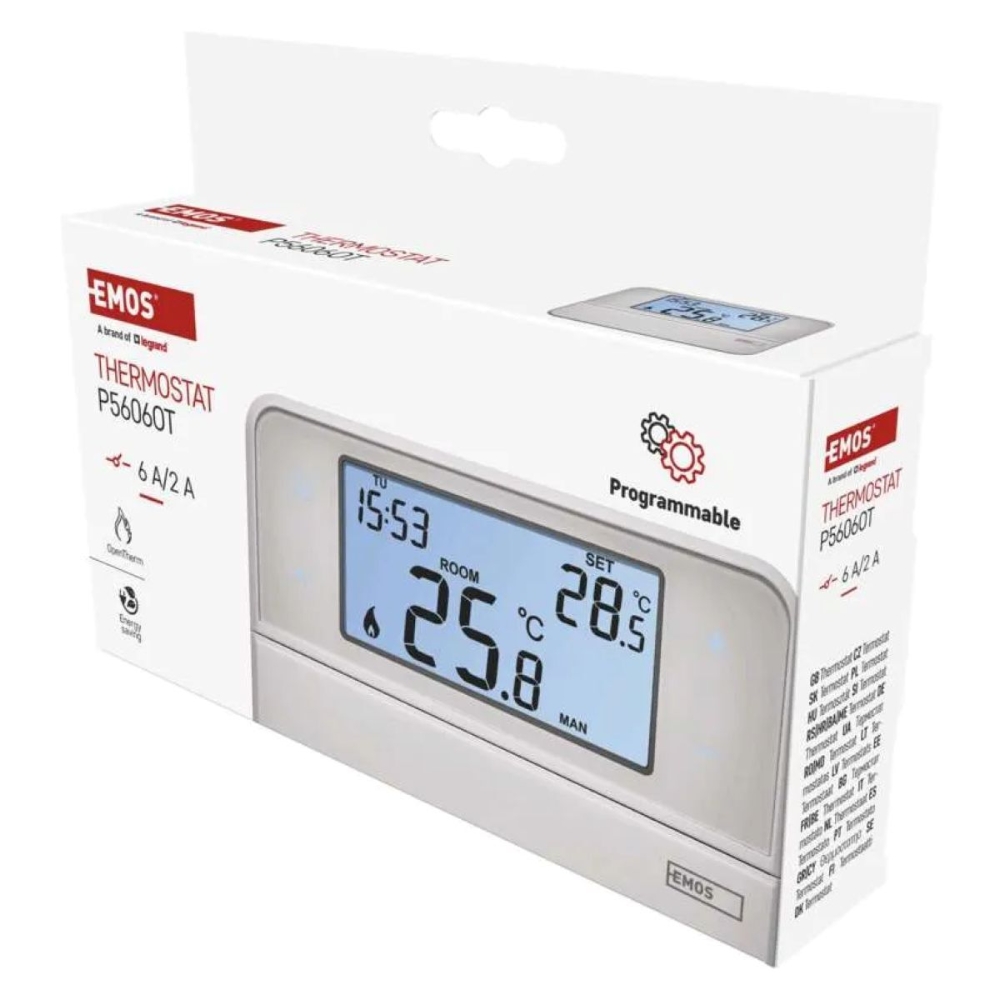 EMOS Multimetro Termostato OpenTherm cablato programmabile per ambiente P5606OT bianco
