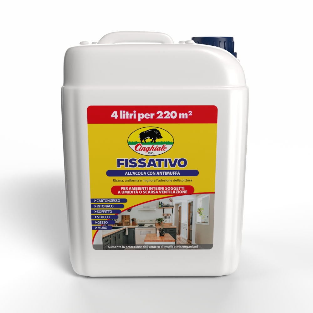 CINGHIALE Fissativo antimuffa Fissativo acrilico Antimuffa Cinghiale 4 l bianco da 4 L