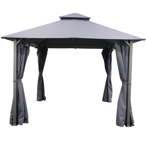 Gazebo MARSILI con doppio tetto e tende in poliestere 140 gr. - pali 60x60x0,8 mm - copertura 250 gr PVC coated BRI1583644
