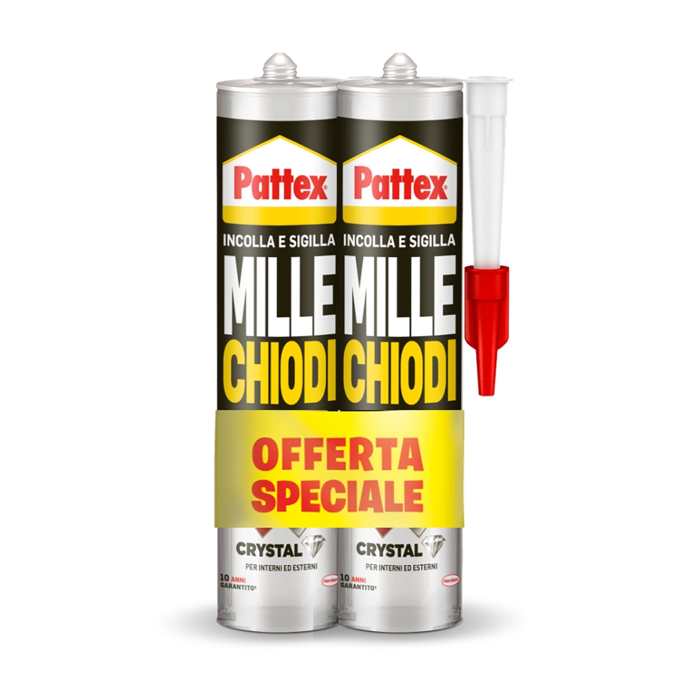 Pattex Silicone Pattex Millechiodi Crystal Bipack 2 x 290gr 290 mL