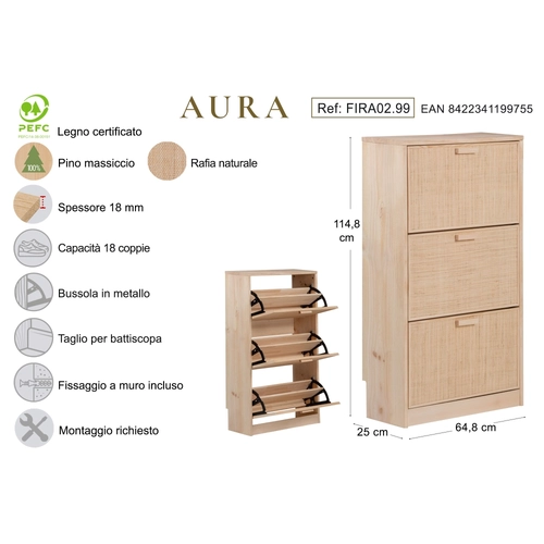 Scarpiera Scarpiera in legno Aura con cerniere BRI1589301