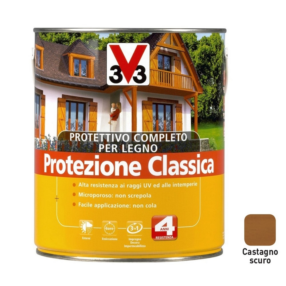 V33 Impregnante Protezione Classica a solvente da 2,5 L, castagno