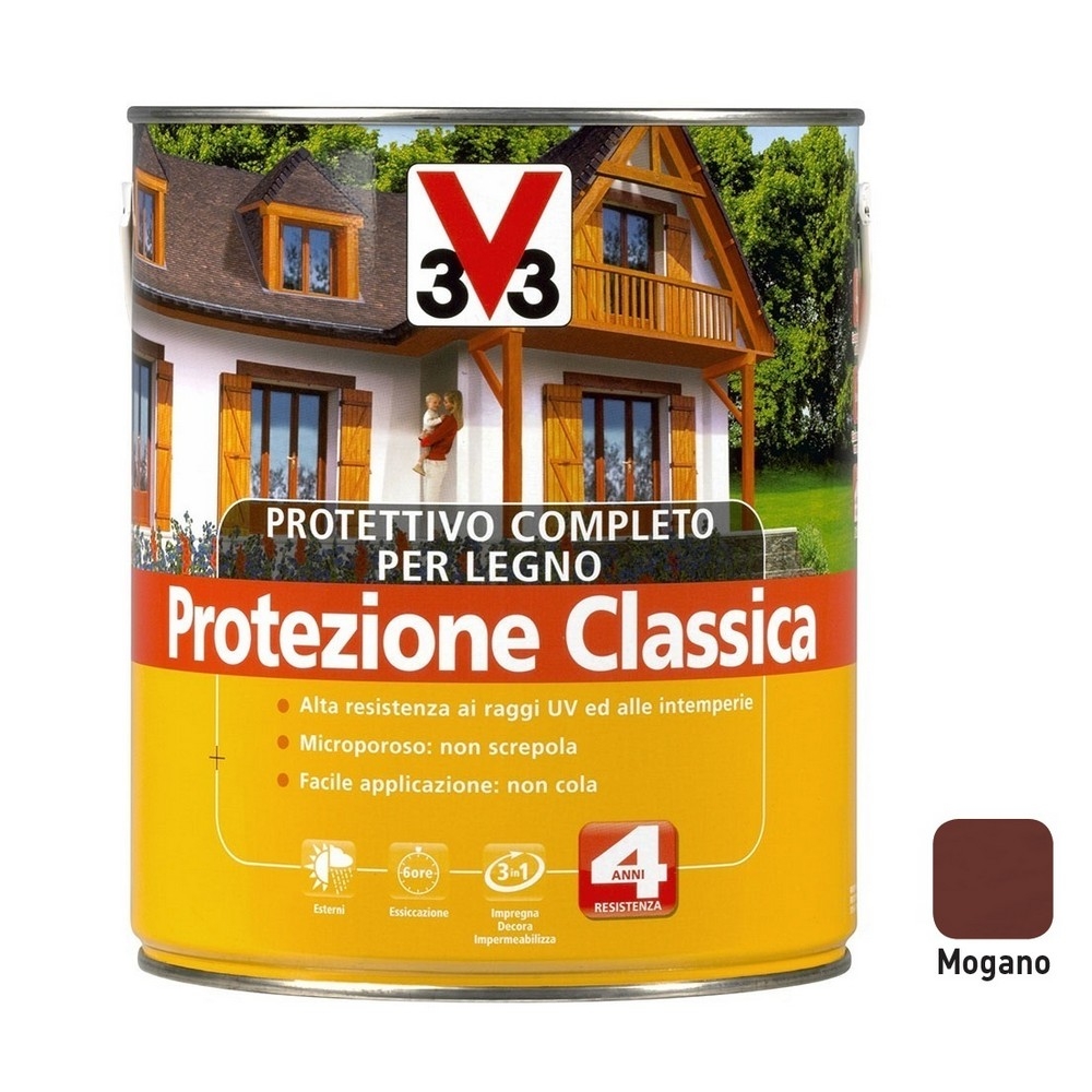 V33 Impregnante Protezione Classica a solvente da 2,5 L, mogano