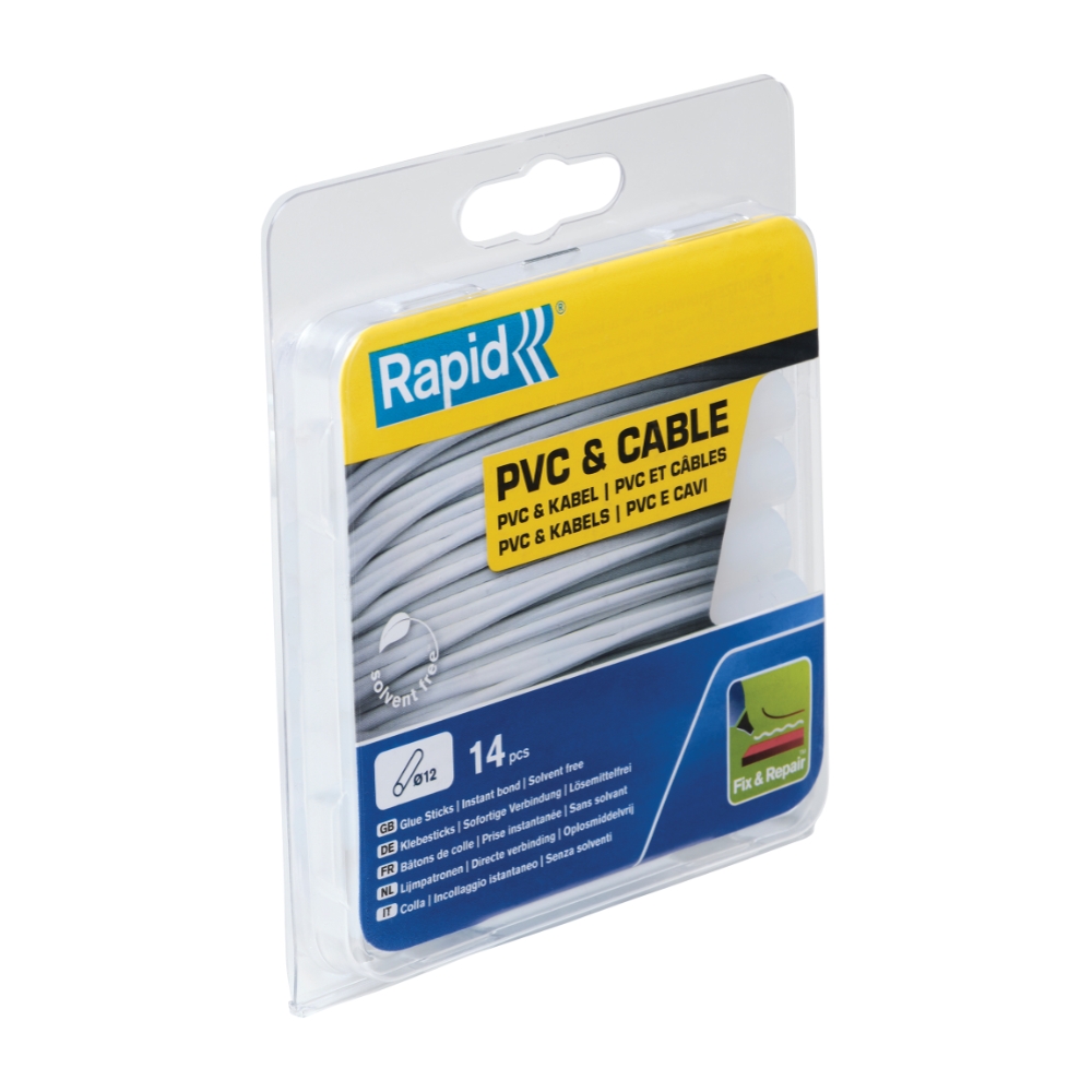 Rapid Stick di colla per PVC e cavi da da 12 mm trasparente