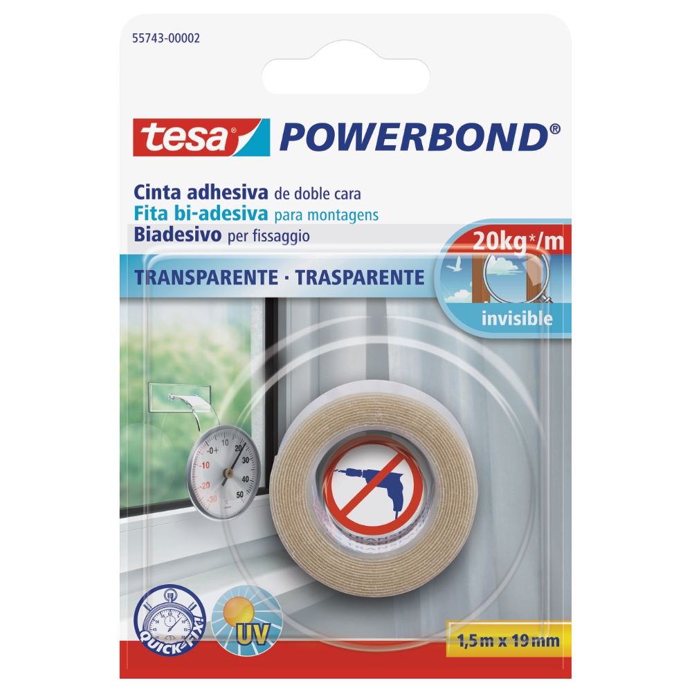 Tesa Nastro biadesivo trasparente 15mx19mm