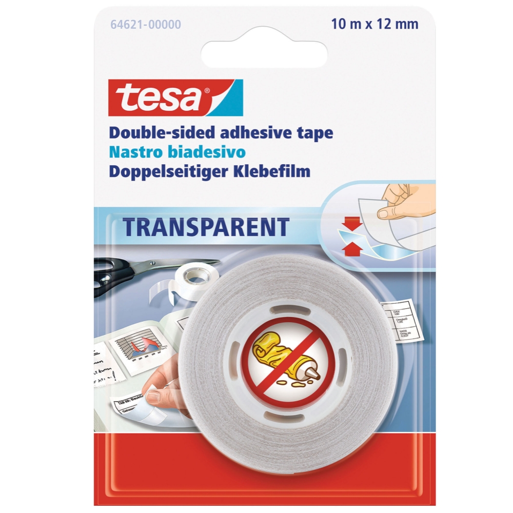 Tesa Nastro biadesivo trasparente 10m x 12mm