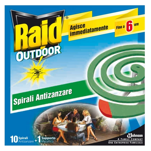 Raid Outdoor spirali spirale antizanzare 10 x 11,5 g BRI40782