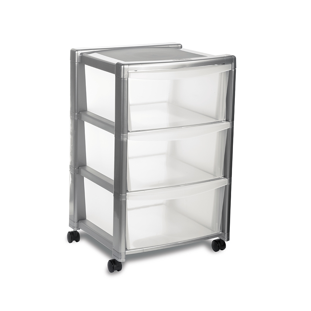 Stefanplast Cassettiera con ruote Libera, 3 cassetti, silver