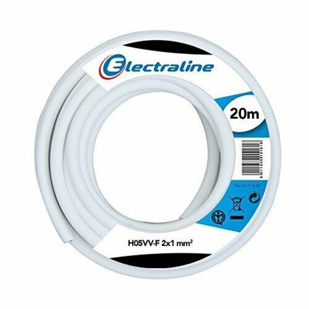 Image of Electraline Cavo h05vv-f H05VV-F 2X1 MT 20 WHITE 1,5 Ø014