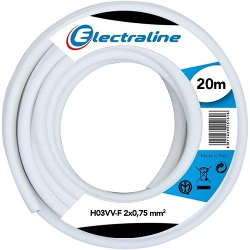 Cavo H03VV-F 2X0,75 MT 20 WHITE 0,75 Ø
 BRI547508