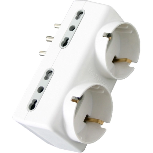 Serie NO - Adattatore 250v ADATT. 2 SCHUKO+4 BIV. 10/16A BIANCO schuko BRI622884