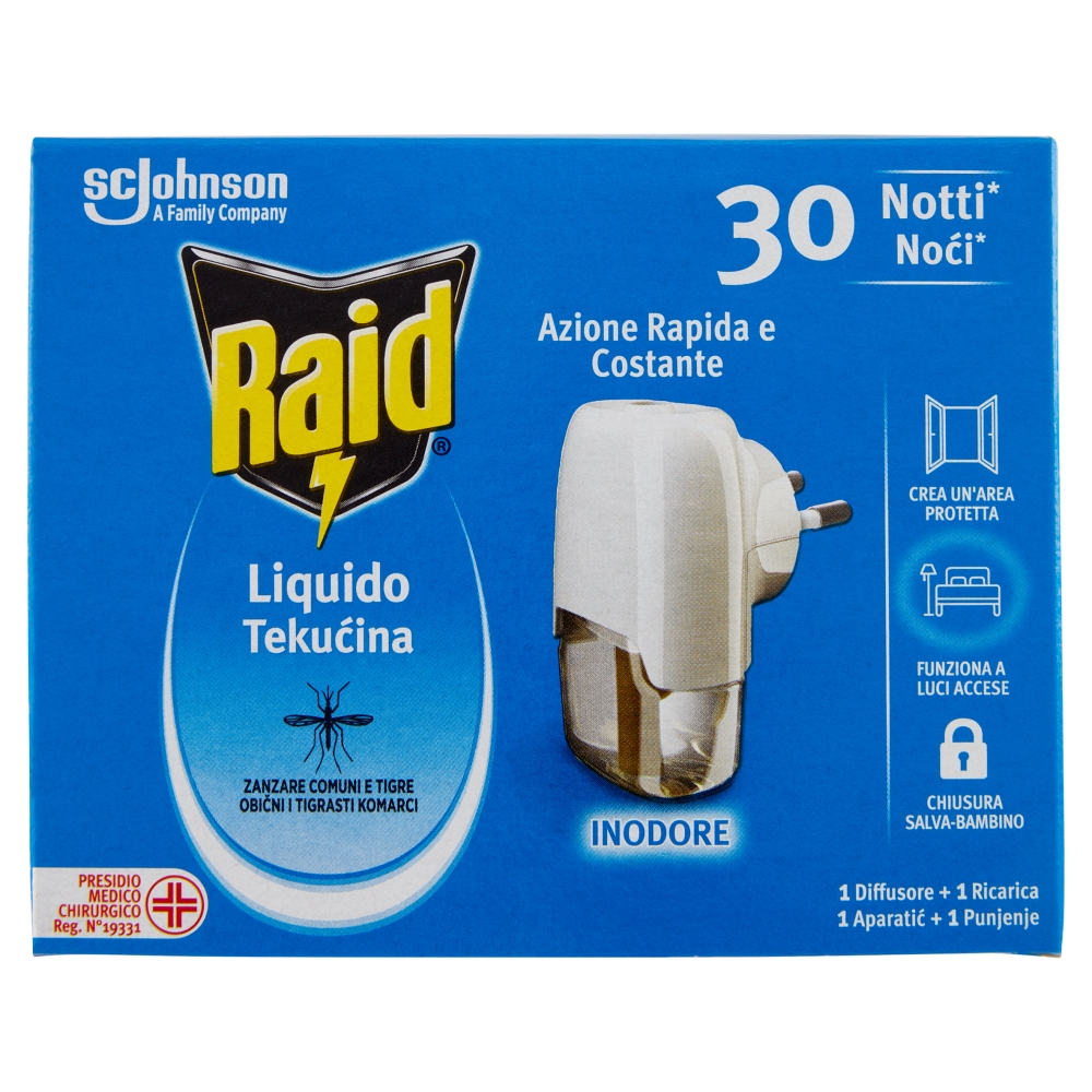 Image of Raid Raid Liquido Elettrico Antizanzare Contro Zanzare, 30 Notti, 1 Base e 1 Ricarica 21 ml014