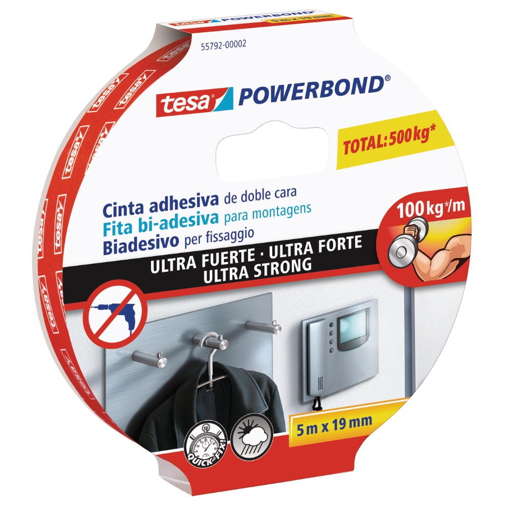 Tesa Nastro biadesivo powerbond per fissaggio 5mx19mm