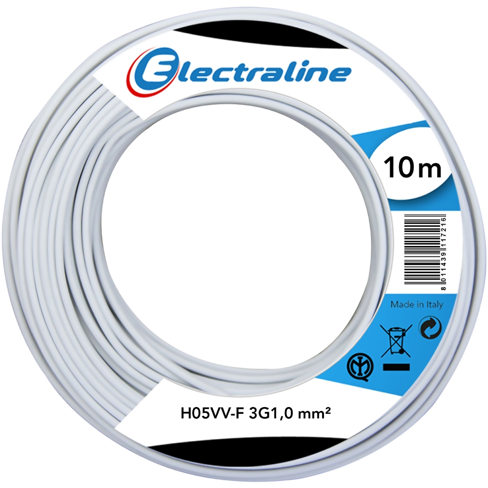 Image of Electraline Cavo h05vv-f H05VV-F 3G1 MT 10 WHITE 1 Ø014