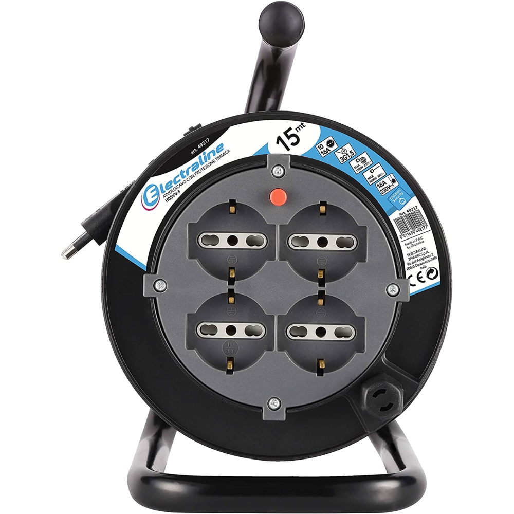 Electraline Avvolgicavo 49217 con cavo, con interruttore di sicurezza 15 m