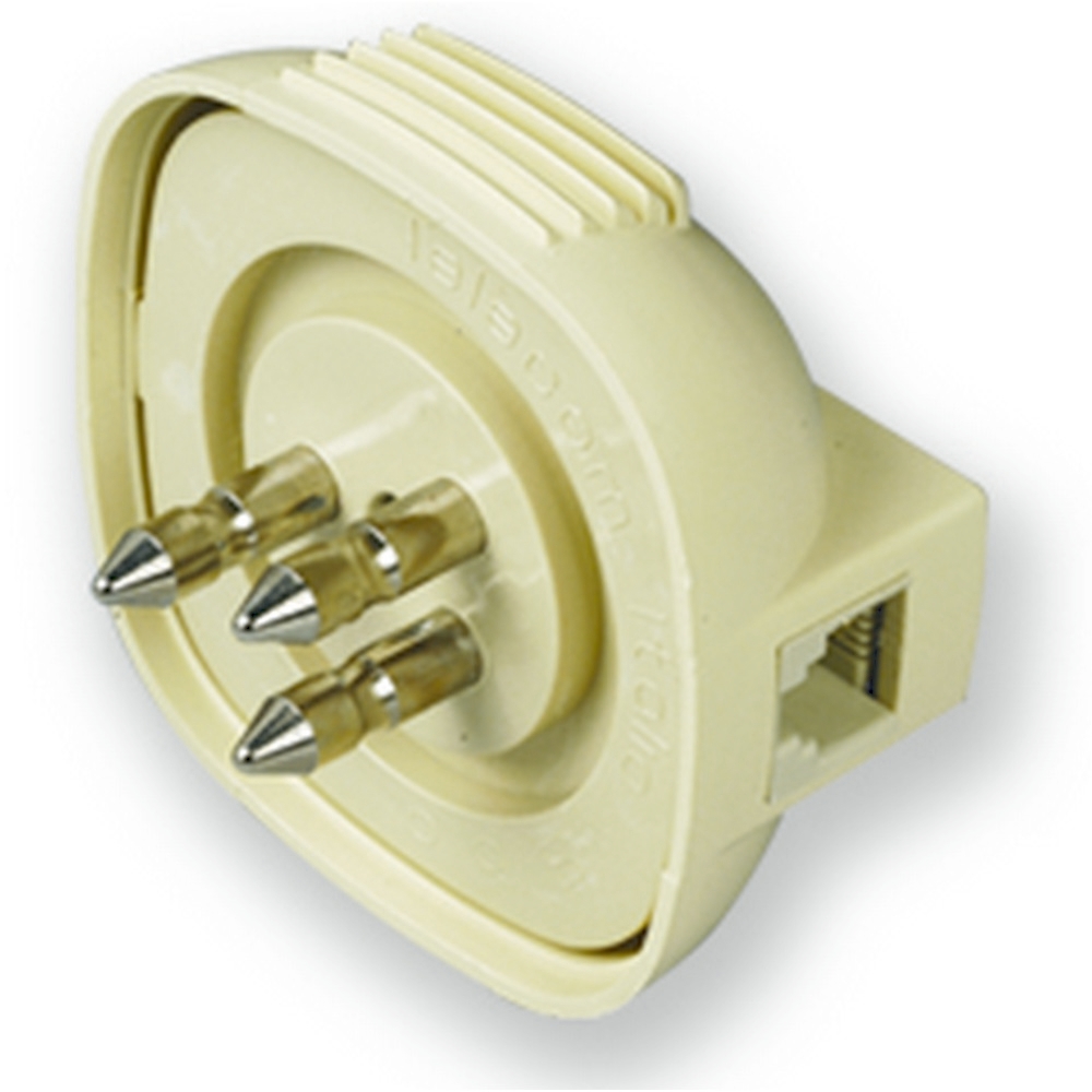 Electraline Spina + presa telefonica SPINA TRIPOLARE CON PRESA PLUG da parete