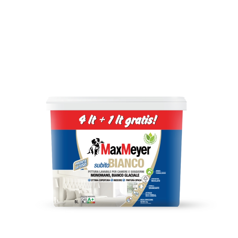 Image of MaxMeyer Pittura murale bianca Subito Bianco A+ 4+1 lt 5L014