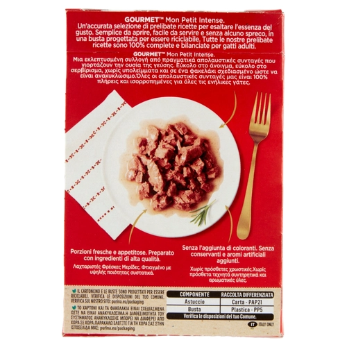 PURINA GOURMET Mon Petit Filettini Intense cotti Tonno / Salmone / Trota 6x50g BRI798062