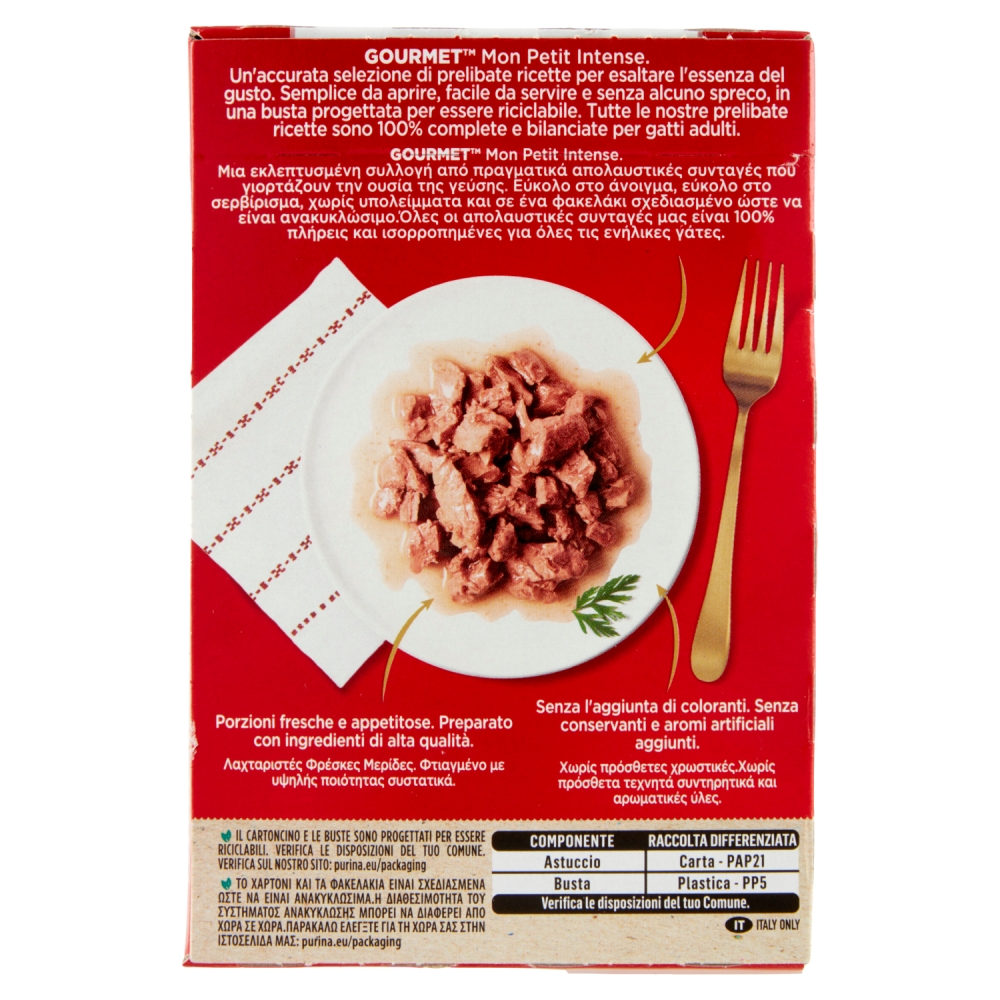 Gourmet Mon Petit Gatto Creazioni con Pesce (Merluzzo, Salmone, Sardine) Busta 6x50g