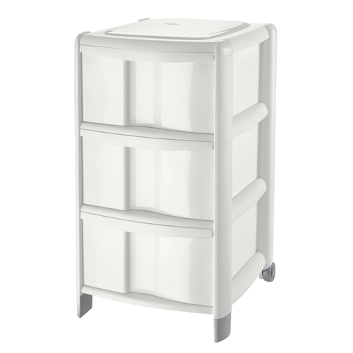 Cassettiera con ruote Bambu, 3 cassetti, bianco BRI951846