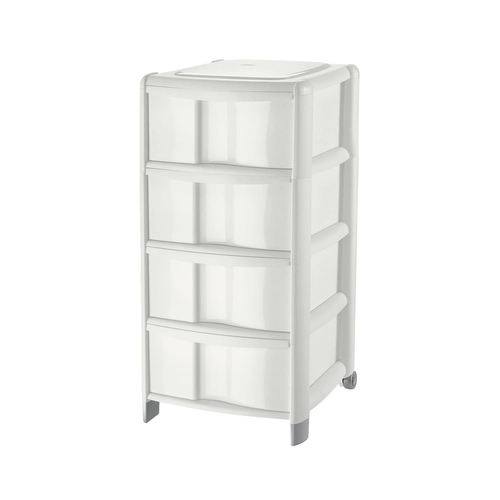 Cassettiera con ruote Bambu, 4 cassetti, panna BRI951852